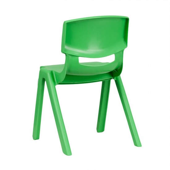 2 Pack Green Plastic Stackable School Chair with 13.25" Seat Height