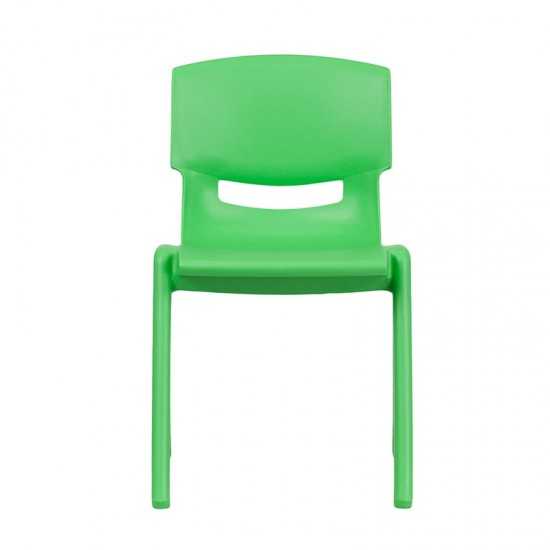2 Pack Green Plastic Stackable School Chair with 13.25" Seat Height