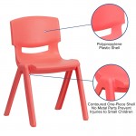 2 Pack Red Plastic Stackable School Chair with 13.25" Seat Height