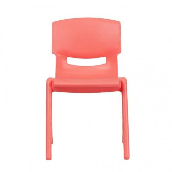 2 Pack Red Plastic Stackable School Chair with 13.25" Seat Height