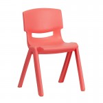 2 Pack Red Plastic Stackable School Chair with 13.25" Seat Height