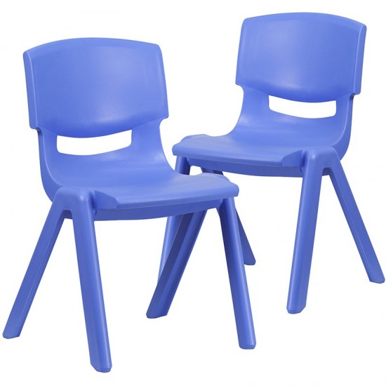 2 Pack Blue Plastic Stackable School Chair with 15.5" Seat Height
