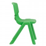 2 Pack Green Plastic Stackable School Chair with 15.5" Seat Height