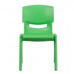 2 Pack Green Plastic Stackable School Chair with 15.5" Seat Height