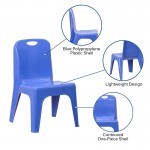 2 Pack Blue Plastic Stackable School Chair with Carrying Handle and 11" Seat Height