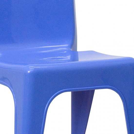 2 Pack Blue Plastic Stackable School Chair with Carrying Handle and 11" Seat Height