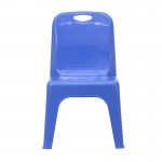 2 Pack Blue Plastic Stackable School Chair with Carrying Handle and 11" Seat Height