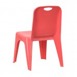 2 Pack Red Plastic Stackable School Chair with Carrying Handle and 11" Seat Height