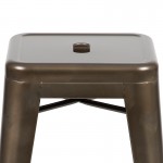 24" High Metal Counter-Height, Indoor Bar Stool in Gun Metal Gray - Stackable Set of 4
