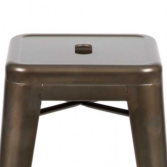 24" High Metal Counter-Height, Indoor Bar Stool in Gun Metal Gray - Stackable Set of 4