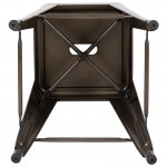24" High Metal Counter-Height, Indoor Bar Stool in Gun Metal Gray - Stackable Set of 4