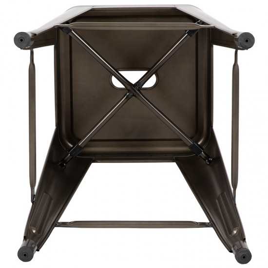 24" High Metal Counter-Height, Indoor Bar Stool in Gun Metal Gray - Stackable Set of 4
