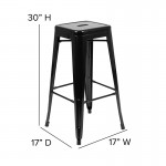 30" High Metal Indoor Bar Stool in Black - Stackable Set of 4