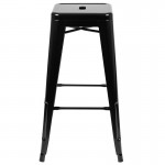 30" High Metal Indoor Bar Stool in Black - Stackable Set of 4