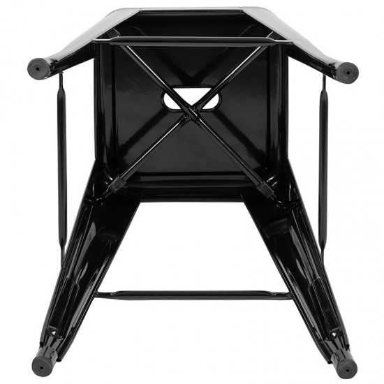 30" High Metal Indoor Bar Stool in Black - Stackable Set of 4