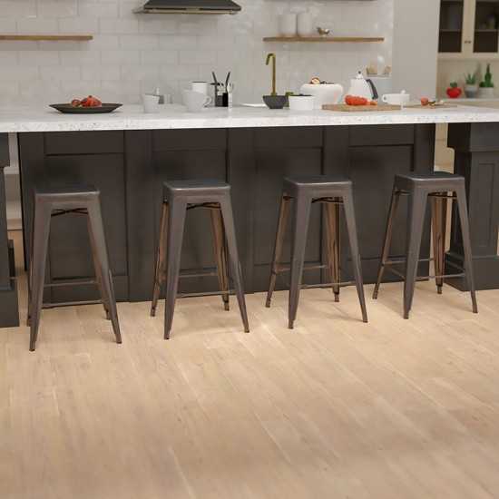 30" High Metal Indoor Bar Stool in Gun Metal Gray - Stackable Set of 4