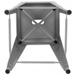 24" High Metal Counter-Height, Indoor Bar Stool with Wood Seat in Silver - Stackable Set of 4