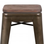 30" High Metal Indoor Bar Stool with Wood Seat in Gun Metal Gray - Stackable Set of 4