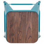 30" High Metal Indoor Bar Stool with Wood Seat in Teal - Stackable Set of 4