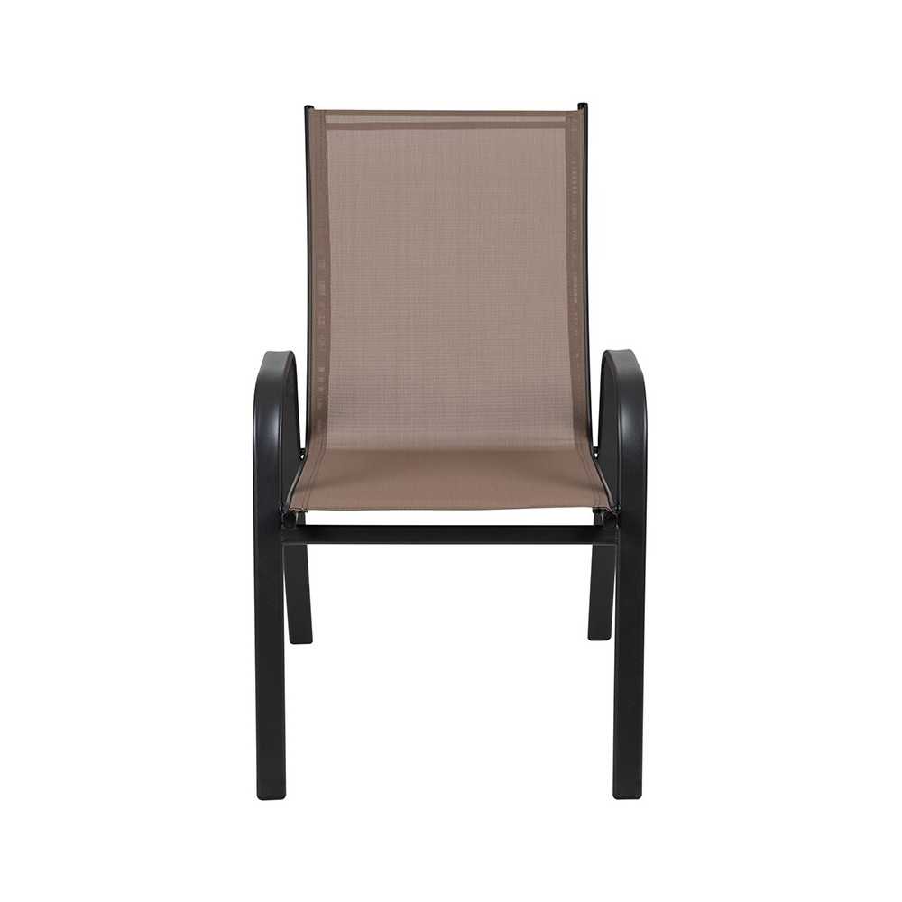 4 Pack Brazos Series Brown Outdoor Stack Chair with Flex Comfort