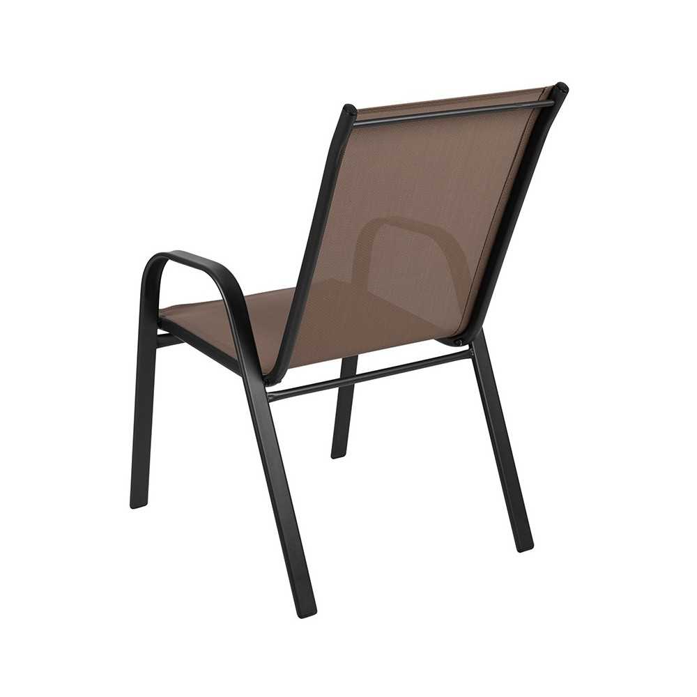 4 Pack Brazos Series Brown Outdoor Stack Chair with Flex Comfort