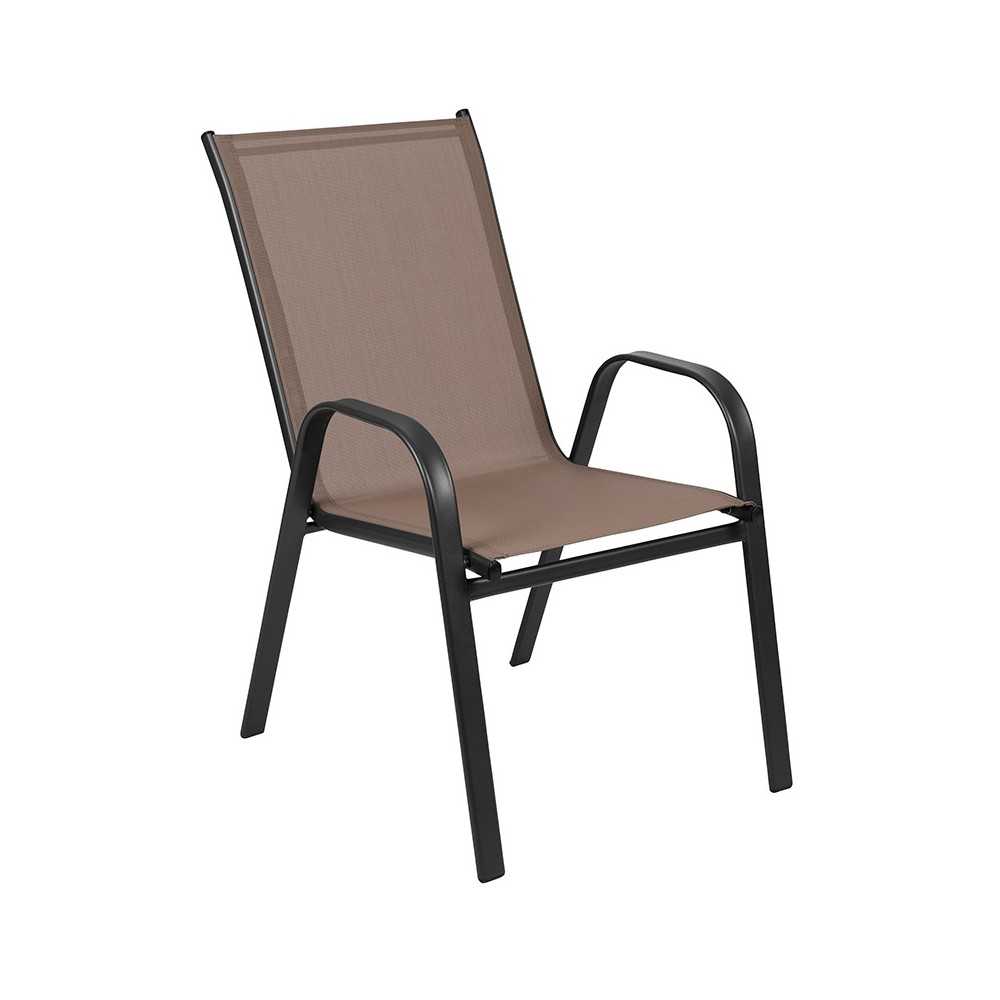 4 Pack Brazos Series Brown Outdoor Stack Chair with Flex Comfort