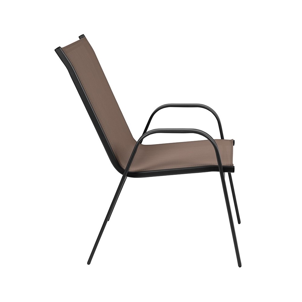 4 Pack Brazos Series Brown Outdoor Stack Chair with Flex Comfort