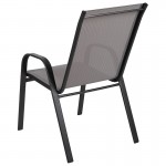 4 Pack Brazos Series Gray Outdoor Stack Chair with Flex Comfort Material and Metal Frame