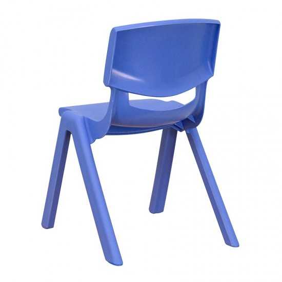 4 Pack Blue Plastic Stackable School Chair with 12'' Seat Height