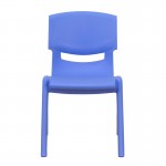 4 Pack Blue Plastic Stackable School Chair with 12'' Seat Height