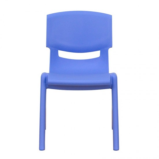 4 Pack Blue Plastic Stackable School Chair with 12'' Seat Height