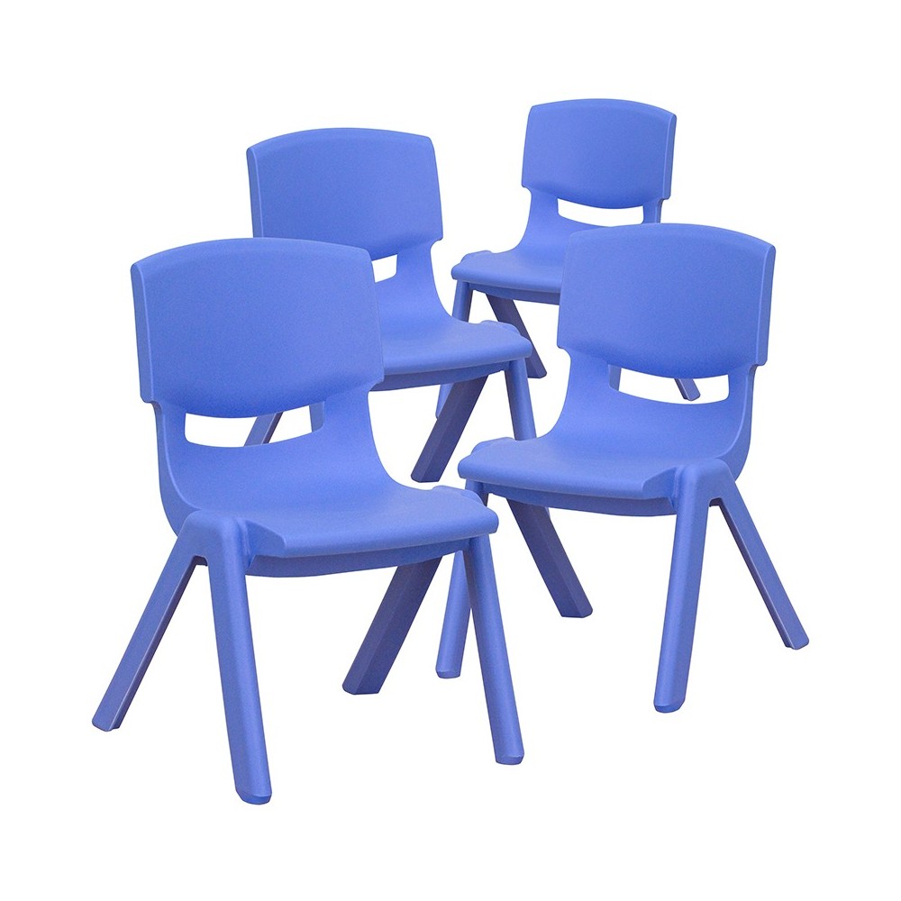 4 Pack Blue Plastic Stackable School Chair with 10.5'' Seat Height