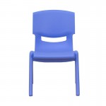 4 Pack Blue Plastic Stackable School Chair with 10.5'' Seat Height