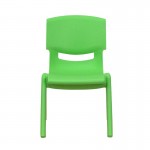 4 Pack Green Plastic Stackable School Chair with 10.5'' Seat Height