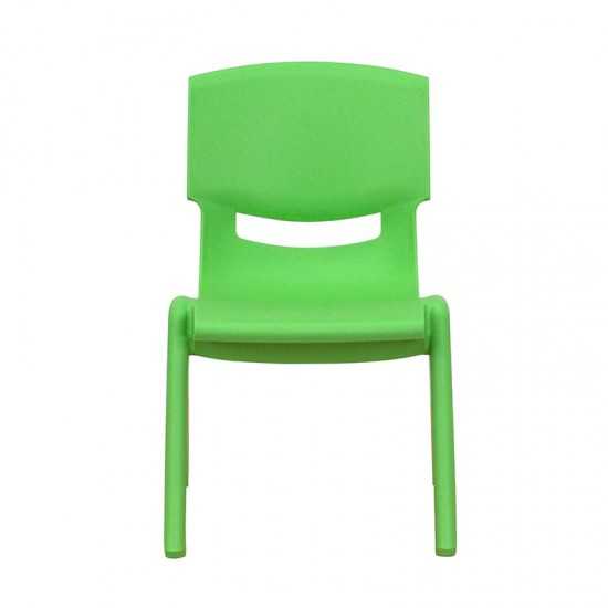 4 Pack Green Plastic Stackable School Chair with 10.5'' Seat Height