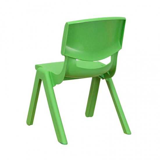 4 Pack Green Plastic Stackable School Chair with 10.5'' Seat Height