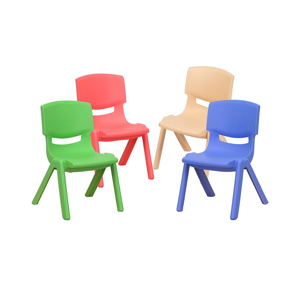 4 Pack Plastic Stackable School Chairs with 10.5" Seat Height, Assorted Colors