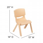 4 Pack Natural Plastic Stackable School Chair with 10.5" Seat Height