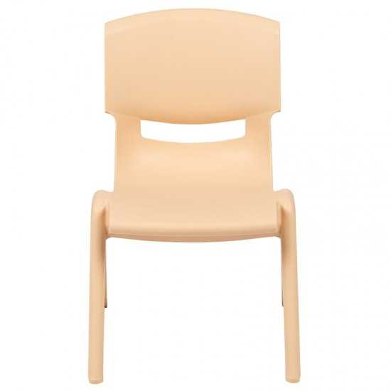 4 Pack Natural Plastic Stackable School Chair with 10.5" Seat Height