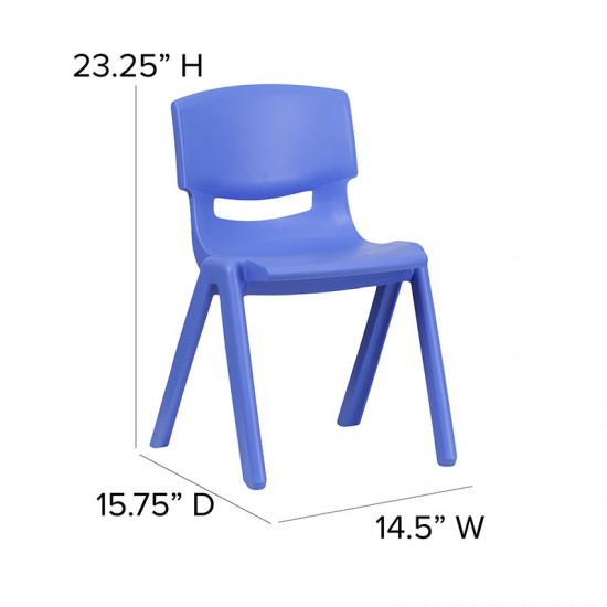 4 Pack Blue Plastic Stackable School Chair with 13.25'' Seat Height