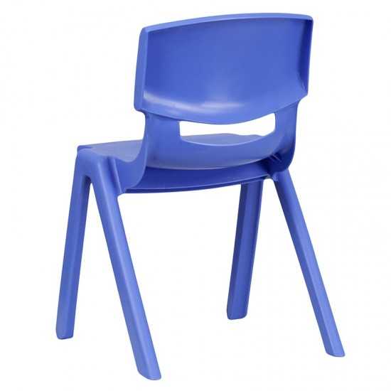 4 Pack Blue Plastic Stackable School Chair with 13.25'' Seat Height