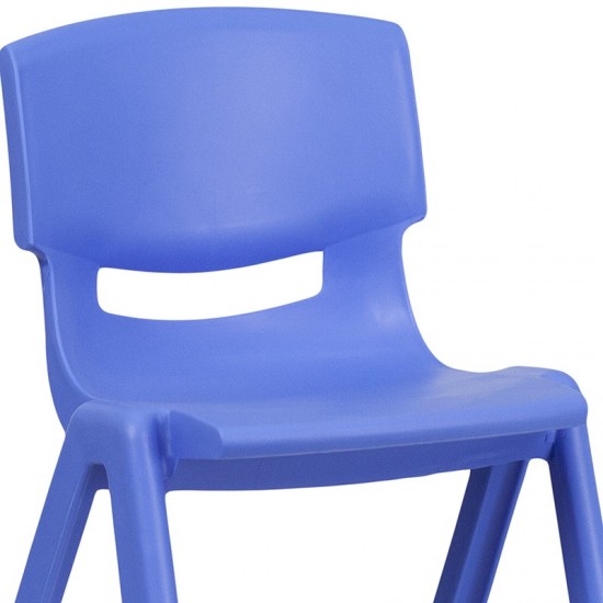 4 Pack Blue Plastic Stackable School Chair with 13.25'' Seat Height