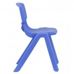 4 Pack Blue Plastic Stackable School Chair with 13.25'' Seat Height