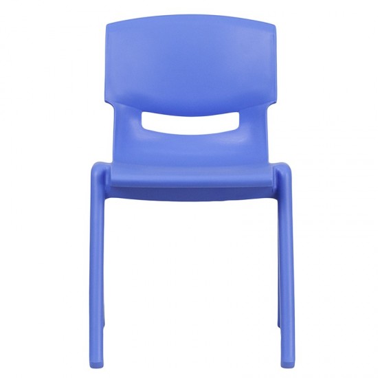 4 Pack Blue Plastic Stackable School Chair with 13.25'' Seat Height