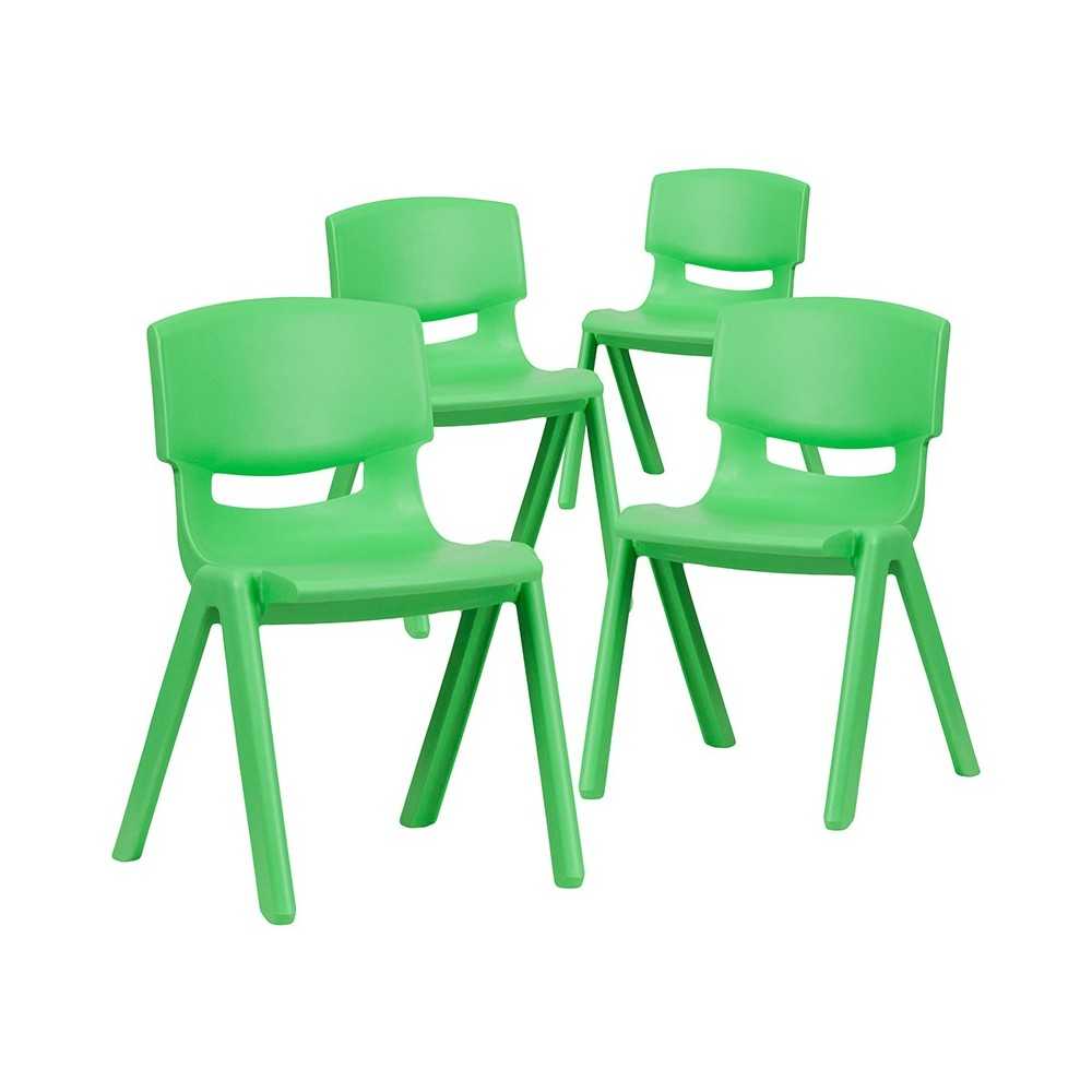4 Pack Green Plastic Stackable School Chair with 13.25'' Seat Height 4 Pack Green Plastic Stackable School Chair with 13.25'' Seat Height