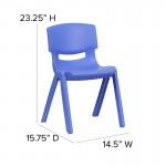 4 Pack Plastic Stackable School Chairs with 13.25" Seat Height, Assorted Colors