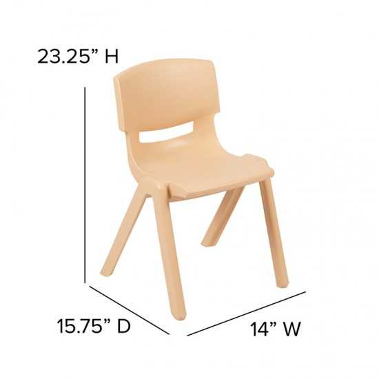 4 Pack Natural Plastic Stackable School Chair with 13.25" Seat Height