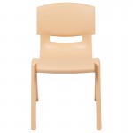 4 Pack Natural Plastic Stackable School Chair with 13.25" Seat Height