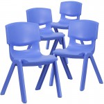 4 Pack Blue Plastic Stackable School Chair with 15.5'' Seat Height