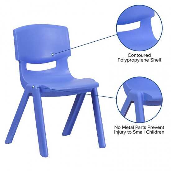 4 Pack Blue Plastic Stackable School Chair with 15.5'' Seat Height